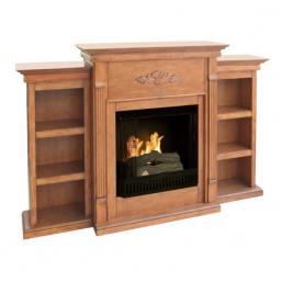 Tennyson Plantation Oak Gel Fuel Fireplace w/Bookcases